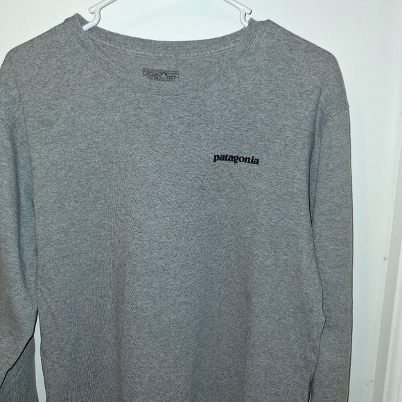 Patagonia Men's Regular Fit Long Sleeve Graphic Logo T-Shirt Gray size medium - Picture 2 of 5